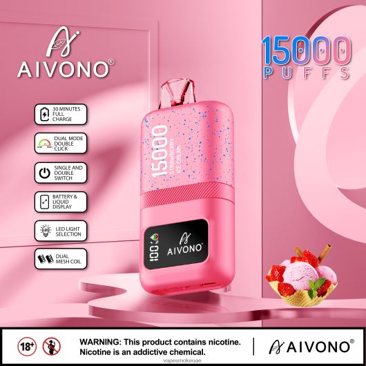 Vape Smoke - آيس كريم الفراولة Aivono AIM magic 15000 RR4PBP66