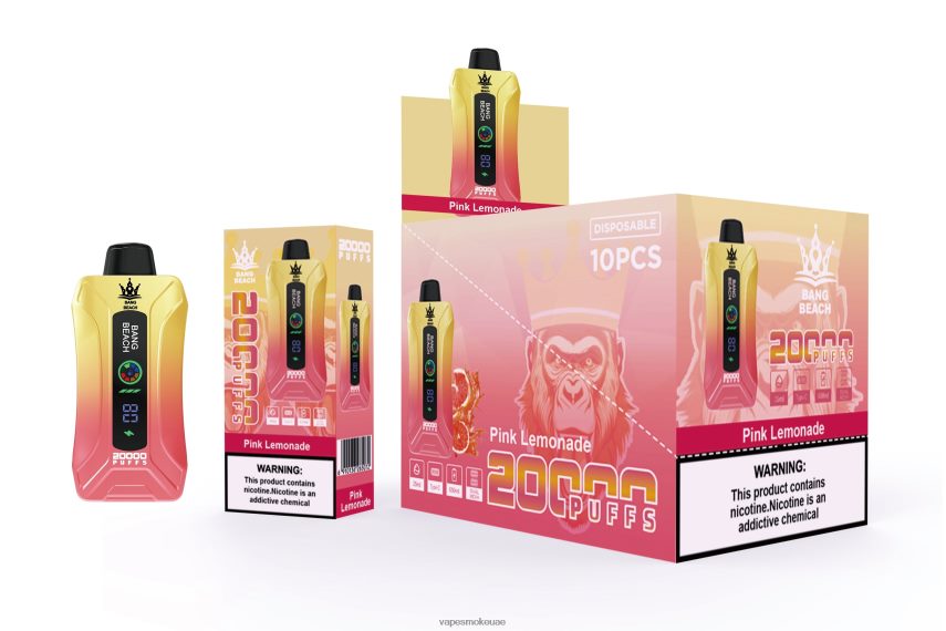Vape Uae - Bang Beach 20000 سحبة فيب شاشة سمارت 4BLV8D4 عصير الليمون الوردي