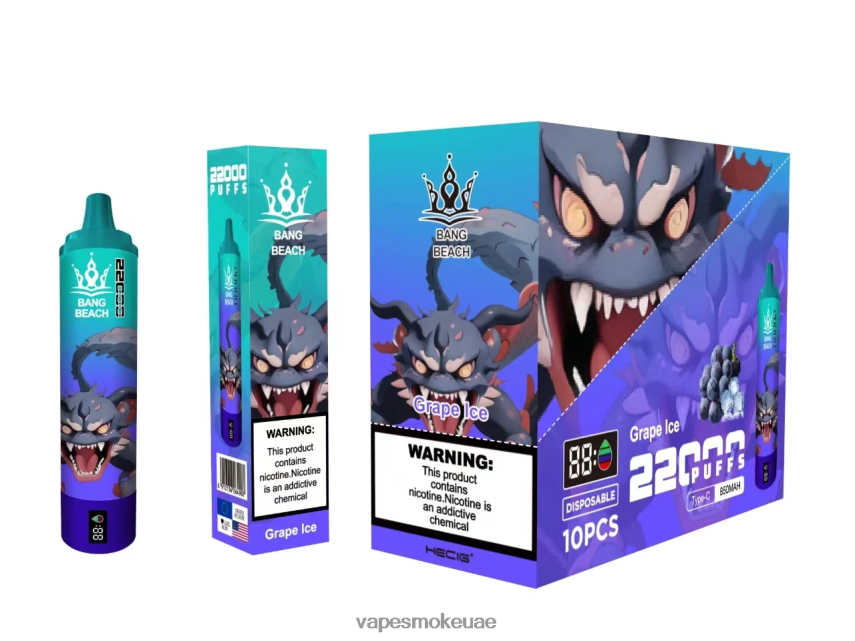 Vape Uae - Bang Beach شاشة سمارت 22000 نفخة 4BLV8D19 جليد العنب