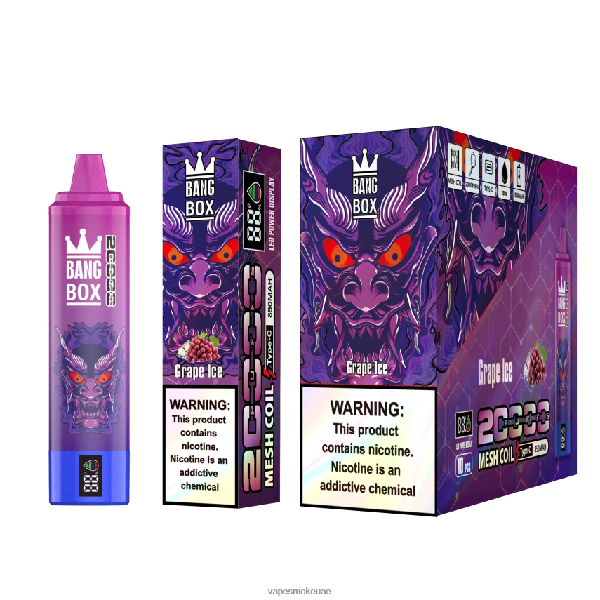 Vape Uae - Bang Box شاشة سمارت 20000 نفخة 4BLV8D61 جليد العنب