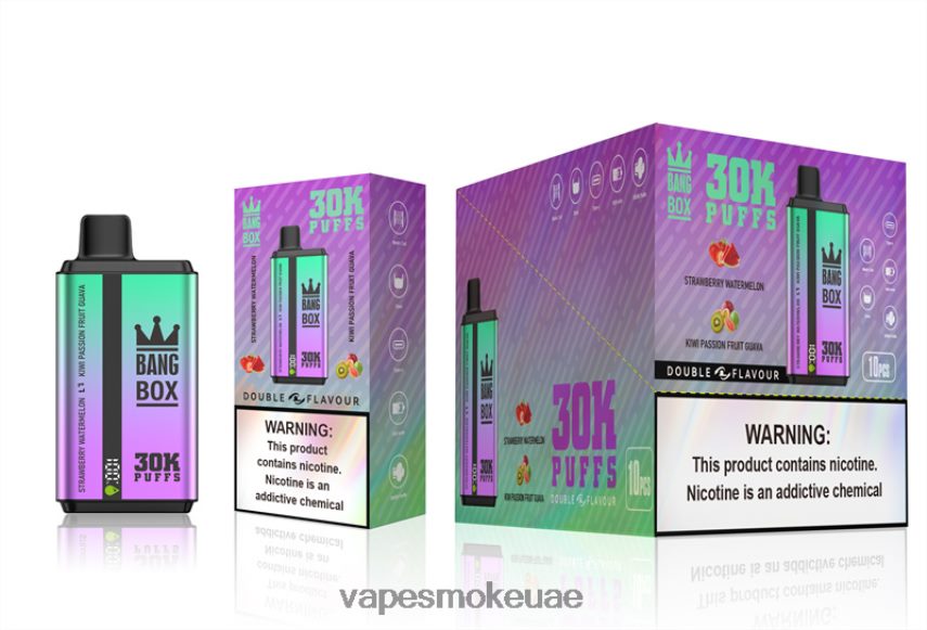 Vape Uae - Bang Box 30000 نفخة نكهات مزدوجة 4BLV8D70 فراولة، بطيخ، كيوي، باشن فروت، جوافة
