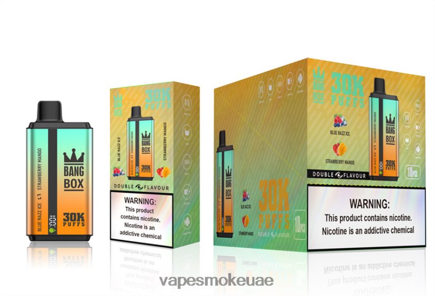 Vape Uae - Bang Box 30000 نفخة نكهات مزدوجة 4BLV8D73 بلو راز آيس وفراولة ومانجو