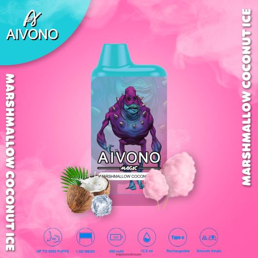 Vape Abu Dhabi - مارشميلو مثلج بجوز الهند Aivono AIM MAGIC 5800 علبة سجائر بالفم RR4PBP95