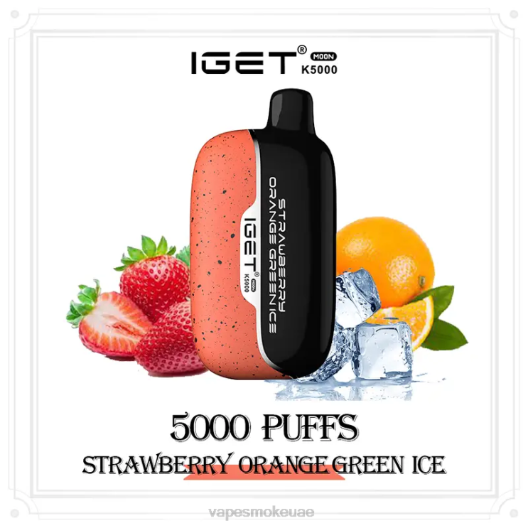 Vape Abu Dhabi - الفراولة والبرتقال والثلج الأخضر IGET Moon k5000 802LP12