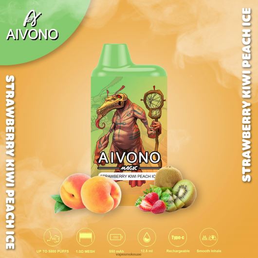 Vape Smoke - فراولة كيوي خوخ مثلج Aivono AIM MAGIC 5800 علبة سجائر بالفم RR4PBP96