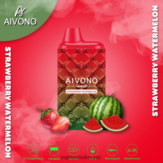 Vape Smoke - الفراولة والبطيخ Aivono AIM MAGIC 5800 علبة سجائر بالفم RR4PBP99