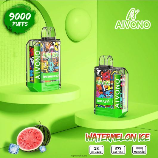Vape Smoke - ثلج البطيخ Aivono AIM XXL 9000 ملصق فم شفاف RR4PBP48
