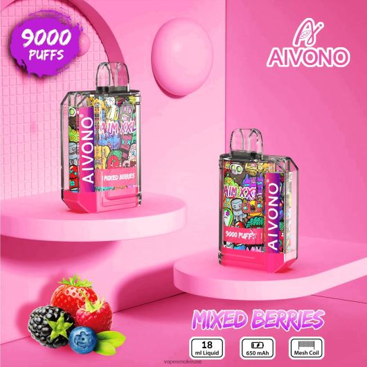 Vape Smoke - التوت المختلط Aivono AIM XXL 9000 ملصق فم شفاف RR4PBP51