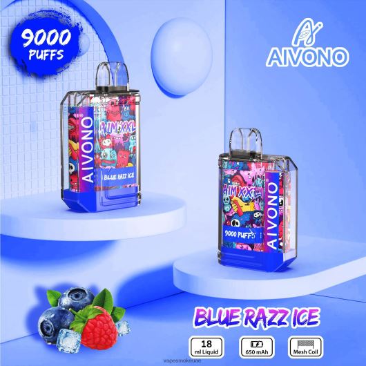 Vape Smoke - الجليد الأزرق Aivono AIM XXL 9000 ملصق فم شفاف RR4PBP54