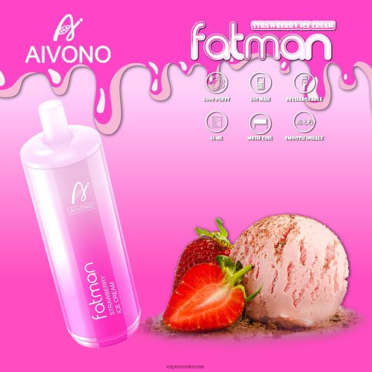 Vape Smoke - آيس كريم الفراولة Aivono FATMAN 6800 RR4PBP21