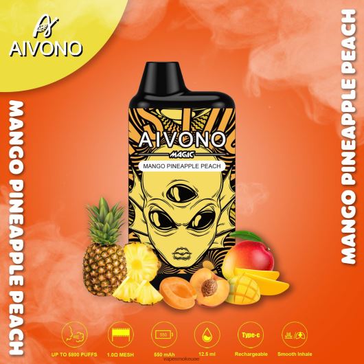 Vape Uae - مانجو اناناس خوخ Aivono AIM MAGIC 5800 علبة سجائر بالفم RR4PBP88