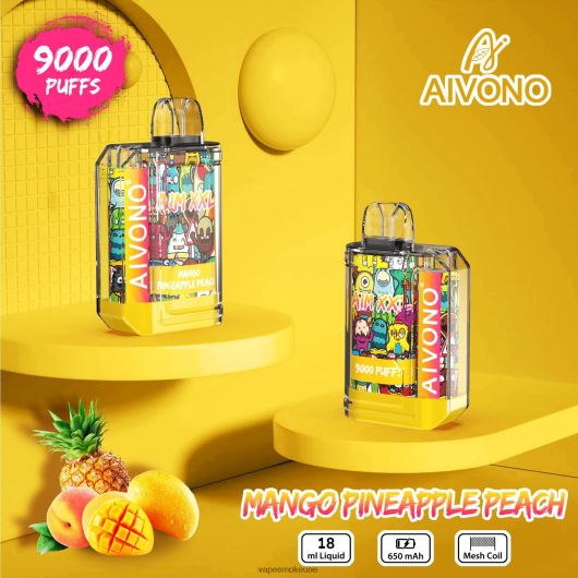 Vape Uae - مانجو اناناس خوخ Aivono AIM XXL 9000 ملصق فم شفاف RR4PBP49