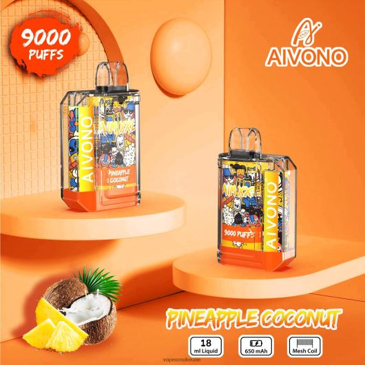 Vape Uae - جوز الهند الأناناس Aivono AIM XXL 9000 ملصق فم شفاف RR4PBP52