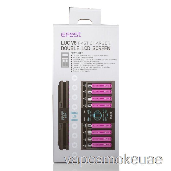 Vape Uae Efest Luc V8 شاحن بطارية سريع بشاشة LCD مزدوجة