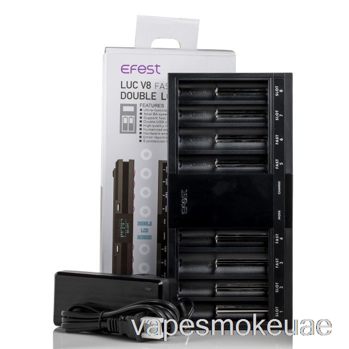 Vape Uae Efest Luc V8 شاحن بطارية سريع بشاشة LCD مزدوجة