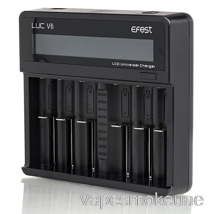 Vape Uae Efest Luc V6 6-bay شاحن عالمي لشاشات الكريستال السائل