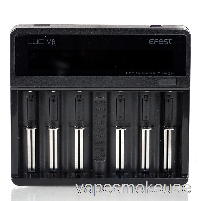 Vape Uae Efest Luc V6 6-bay شاحن عالمي لشاشات الكريستال السائل