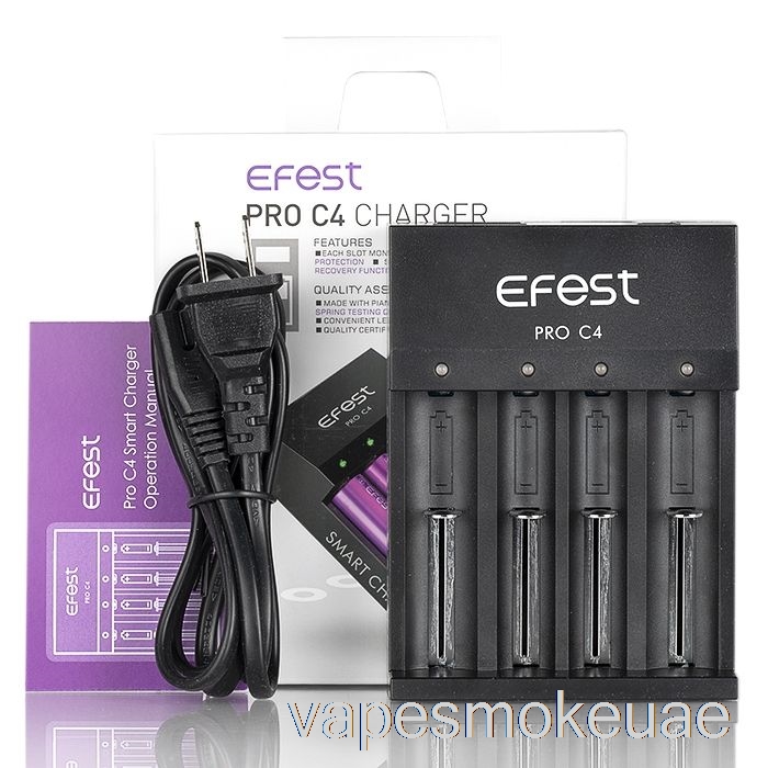 Vape Uae Efest Pro C4 شاحن البطارية الذكي ذو 4 فتحات